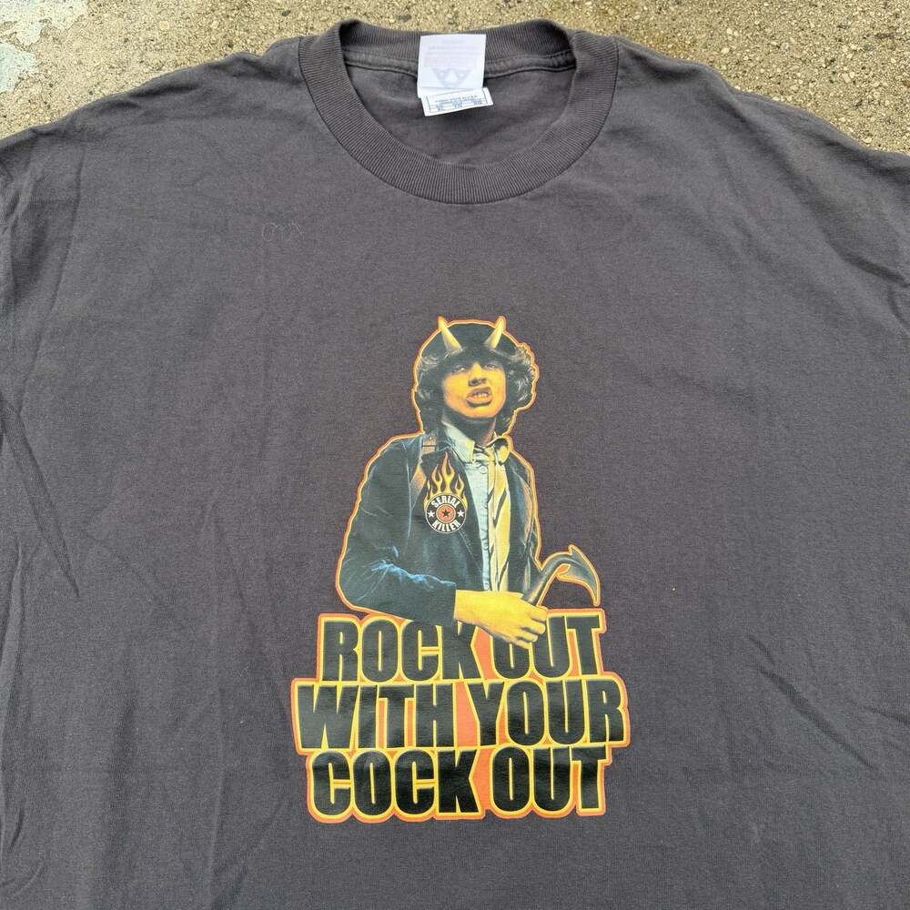 Vintage Serial Killer AC/DC Rock Out With Your C*ck Out Tee T-Shirt XL Band